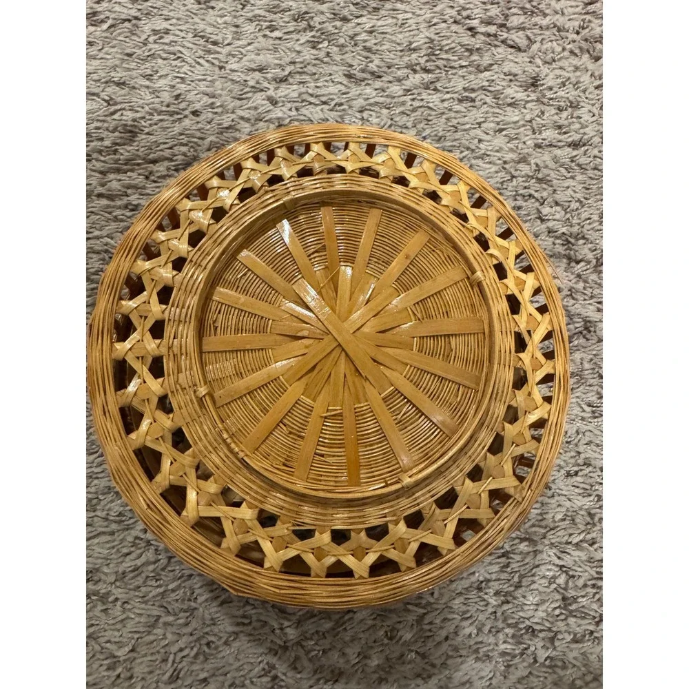 Vintage Woven Lidded Basket – Boho Storage Décor‎